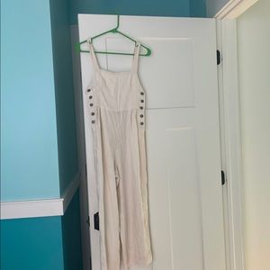 American Eagle White Linen Jumpsuit